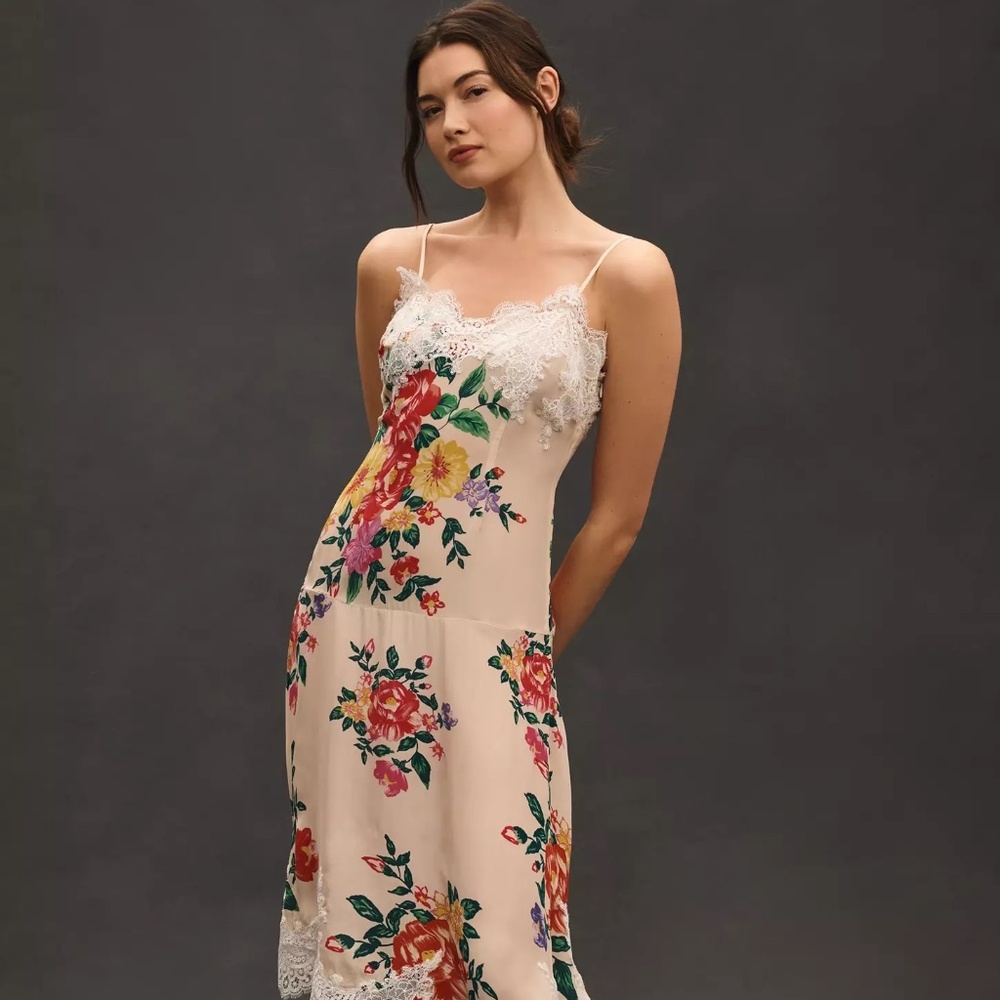 ANTHROPOLOGIE FLORAL SLIP DRESS VOLUPTUOUS PERFECTION